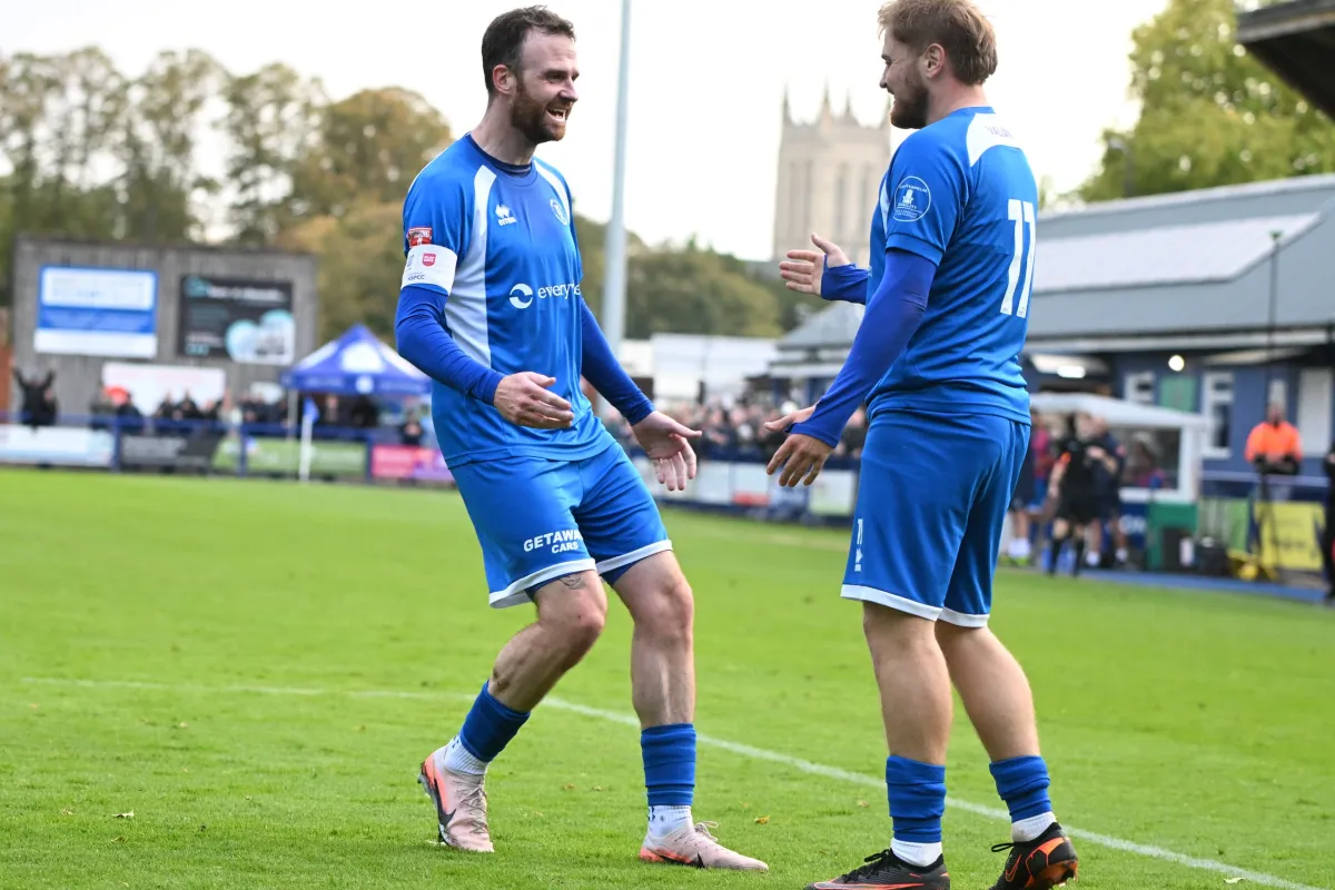 Celebrating a goal in front of the home supporters